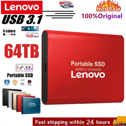 Lenovo External Hard Drive Portable SSD 128Tb USB 3.1/Type-C