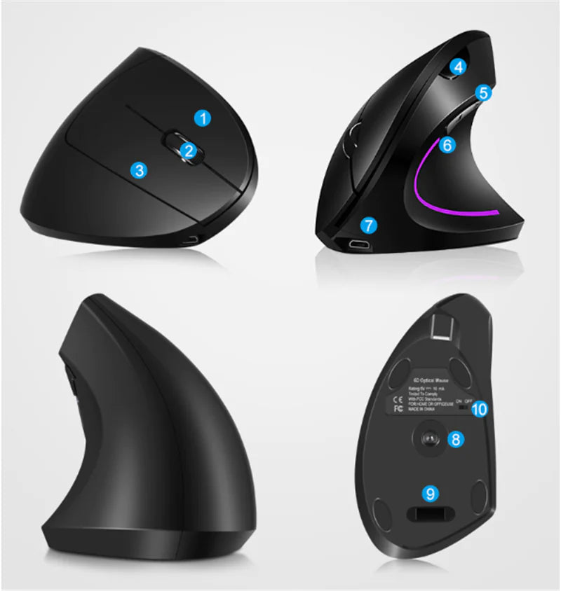 Smart Comfort Vertical Mouse – Game Smooth, Stay Pain-Free!